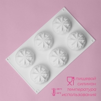 Форма для муссовых десертов и выпечки Доляна &laquo;Кристалл&raquo;, 29,5&times;17&times;3,5 см, 6 ячеек (d=6,5 см), цвет белый