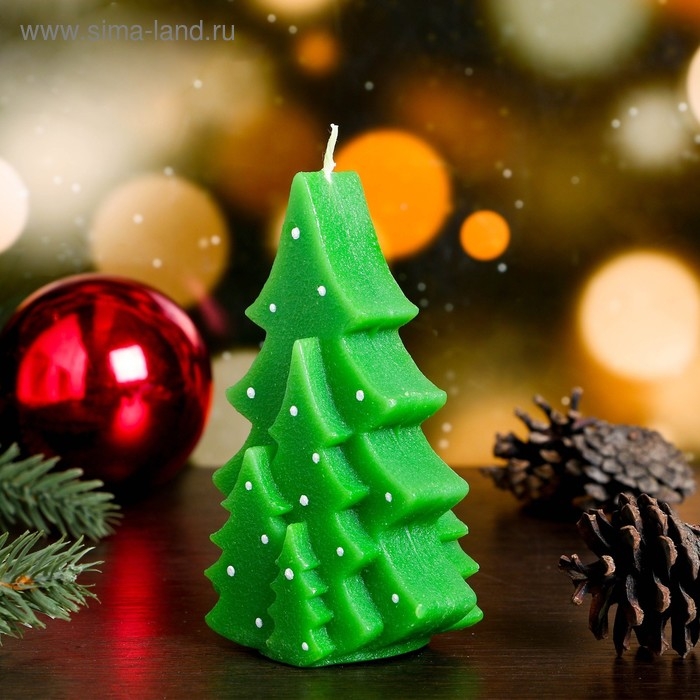 Свеча декоративная Свеча декоративная "Еловый лес", 7,5×4,5×12 см, зеленая