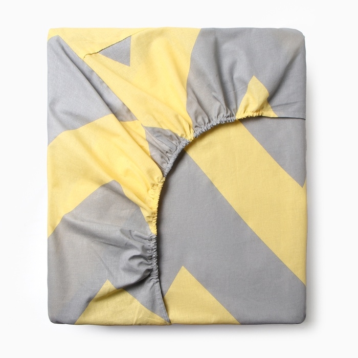 Простыня на резинке Этель Желтый Шеврон 140*200*25, 100% хлопок, поплин, 125г/м2 Простыня на резинке Этель Желтый Шеврон 140*200*25, 100% хлопок, поплин, 125г/м2