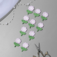 Вязаные элементы &laquo;Цветочки&raquo;, 2,5 &times; 3,5 см, 10 шт, цвет сиреневый/зелёный