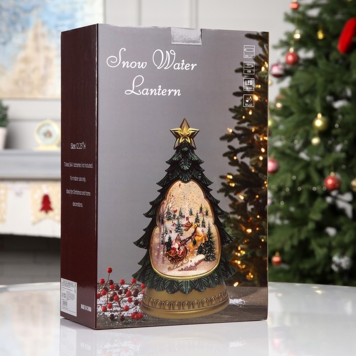 Фигура светодиодная &laquo;Новогодние мотивы&raquo;, 31.2х9.5х20.2 см, музыка, батарейки ААх3 (не в комплекте), USB, свечение тёплое белое