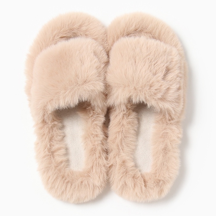 Тапочки женские с открытым носом, размер 40, бежевый