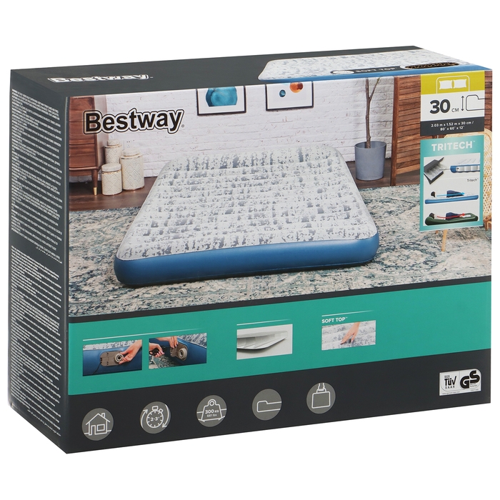 Кровать надувная Bestway Queen, 203&times;152&times;30 см, со встроенным электронасосом, 67836