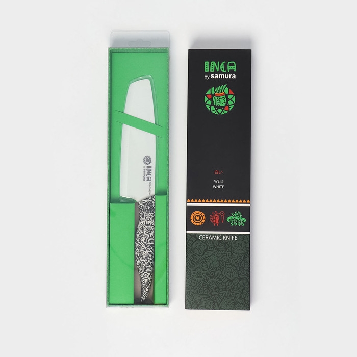 Нож кухонный Samura Inca, накири, лезвие 16,5 см, белая циркониевая керамика Нож кухонный Samura Inca, накири, лезвие 16,5 см, белая циркониевая керамика