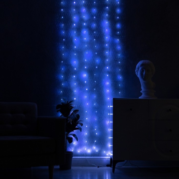 Гирлянда &laquo;Звёздное небо&raquo; 1 &times; 5 м роса, IP44, УМС, серебристая нить, 300 LED, свечение белое