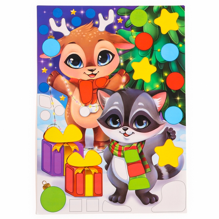 Аппликация форменными стикерами на новый год &laquo;Загадай желание&raquo;, новогодний набор для творчества