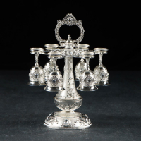 Набор питьевой на подставке &laquo;Марена&raquo;: 6 рюмок 30 мл, цвет серебряный