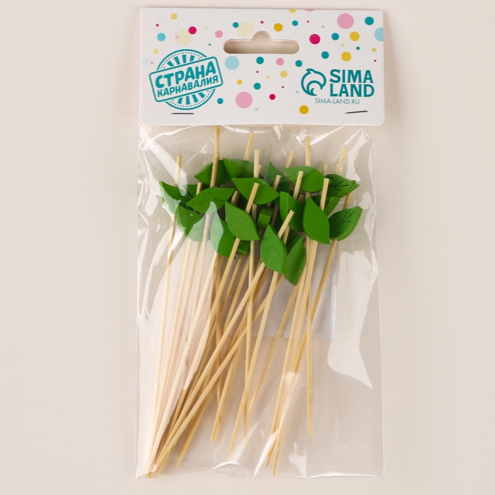 Шпажки для канапе &laquo;Листья&raquo; набор 24 шт., цвет зелёный