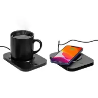 Кружка с подогревом и беспроводной зарядкой Dual Base Plus, черная Кружка с подогревом и беспроводной зарядкой Dual Base Plus, черная