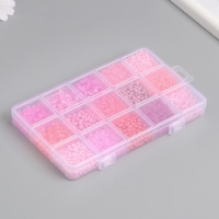 Бисер стекло 6/0, 8/0, 12/0 в шкатулке "Розовый" стеклярус 15,5х9,5х1,6 см Бисер стекло 6/0, 8/0, 12/0 в шкатулке "Розовый" стеклярус 15,5х9,5х1,6 см