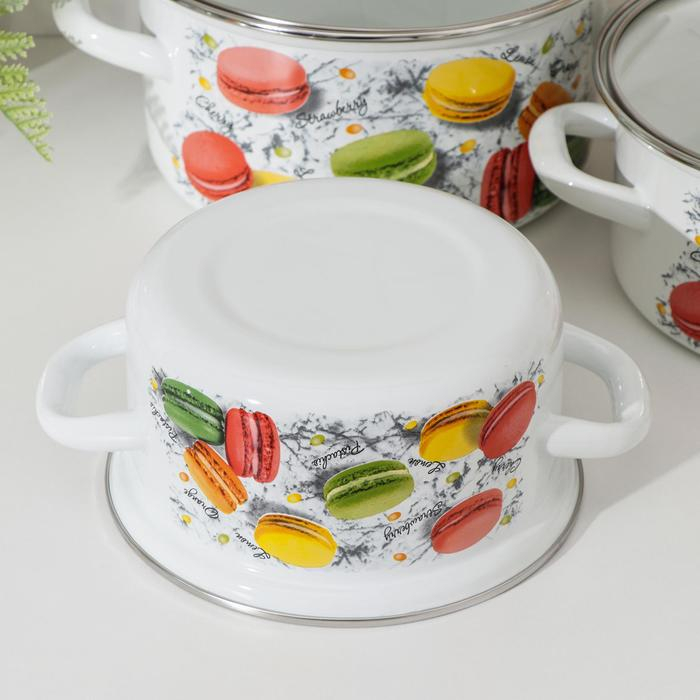 Набор кастрюль &laquo;Цветное печенье&raquo;, 3 предмета: 1,5 л, 2 л, 3 л, крышки, индукция