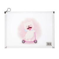 Папка-конверт на молнии формат А4, 180мкр, прозрачная с рисунком "Зверушки", МИКС Папка-конверт на молнии формат А4, 180мкр, прозрачная с рисунком "Зверушки", МИКС