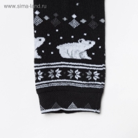 Леггинсы детские махровые &laquo;Орнамент с медведем&raquo;, цвет чёрный, рост 104-110