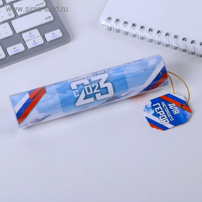 Ручка шариковая синяя паста в тубусе «Для настоящего героя», пластик Ручка шариковая синяя паста в тубусе «Для настоящего героя», пластик