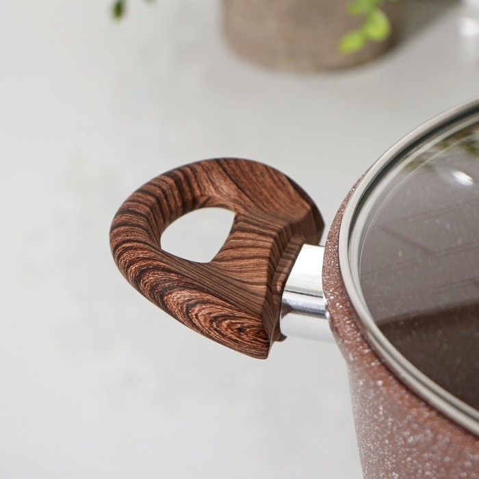 Кастрюля Доляна &laquo;Брауни&raquo;, 4 л, d=20 см, h=11,5 см, стеклянная крышка, антипригарное покрытие, индукция