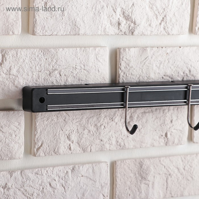 Держатель для ножей магнитный Доляна «Линия», с крючками, 51 см Держатель для ножей магнитный Доляна «Линия», с крючками, 51 см