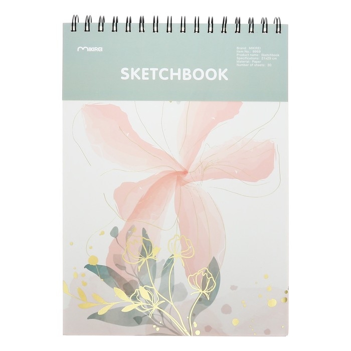 Скетчбук 21х29см для пастели, 30 листов "Цветы", жесткая обложка, плотность 130 гр, МИКС