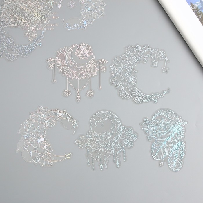 Наклейки для творчества Наклейки для творчества "Голография. Месяц бохо" d=10 см набор 10 шт 0,2х14х11 см