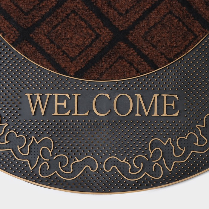 Коврик придверный полукруглый Доляна &laquo;Welcome узорный&raquo;, 45&times;74 см