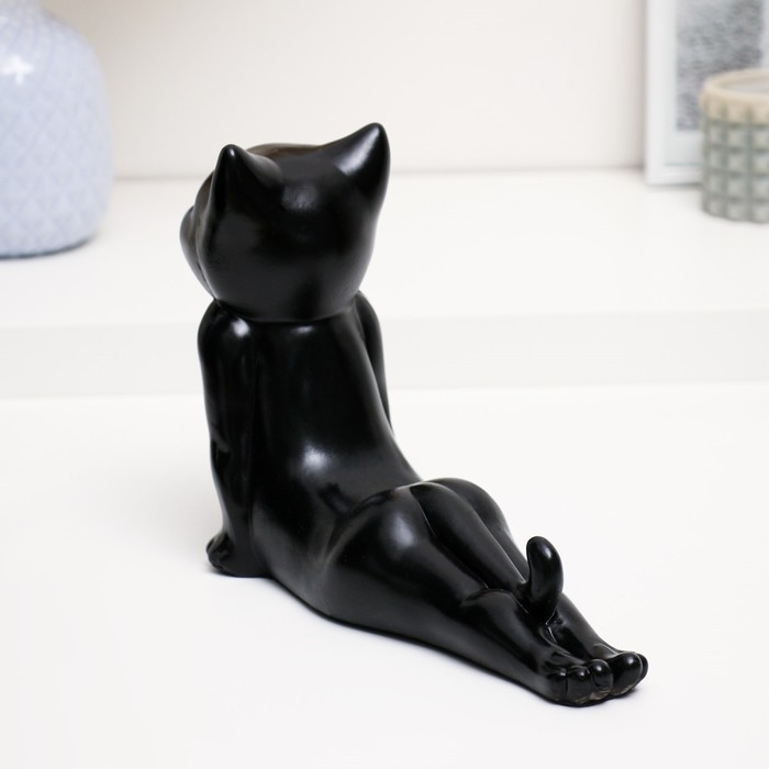 Фигура "Кот мордой вверх" черный, 17см