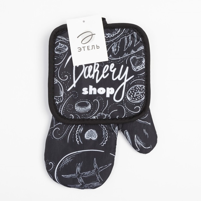 Кухонный набор (2 предмета) Этель Bakery shop, прихватка 17х17 см, варежка 26х16 см, 100% п/э