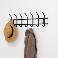 Вешалка настенная на 7 крючков, 69&times;21,5 см, цвет чёрный