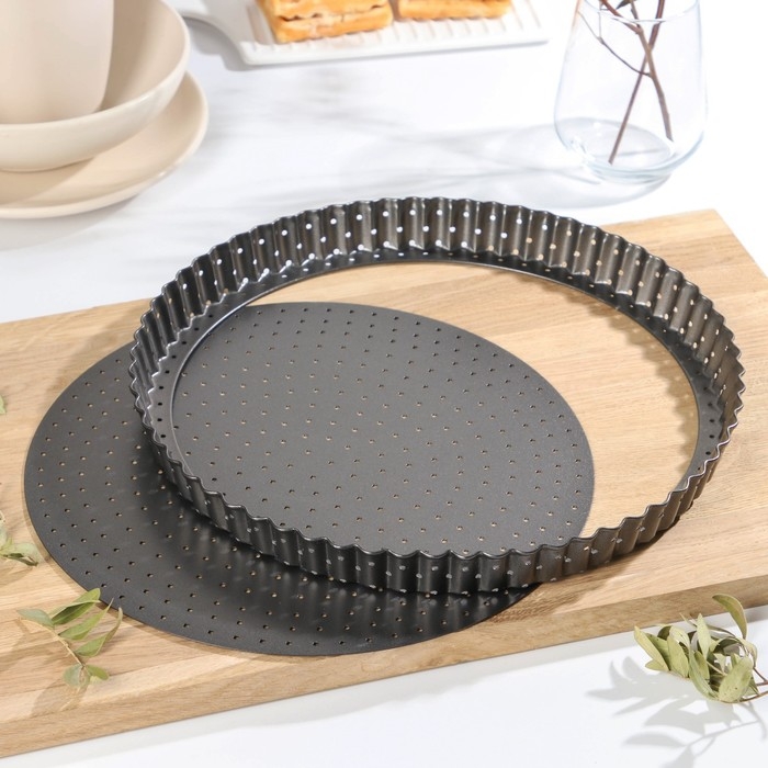 Форма для выпечки Доляна Galaxy перфорированная, 30&times;3 см, съёмное дно, антипригарное покрытие