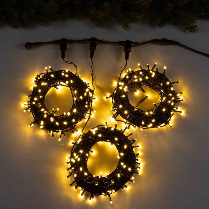 Гирлянда «Клип-лайт» 3 нити по 20 м, IP44, УМС, тёмная нить, 399 LED, свечение тёплое белое, мерцание, 24 В Гирлянда «Клип-лайт» 3 нити по 20 м, IP44, УМС, тёмная нить, 399 LED, свечение тёплое белое, мерцание, 24 В