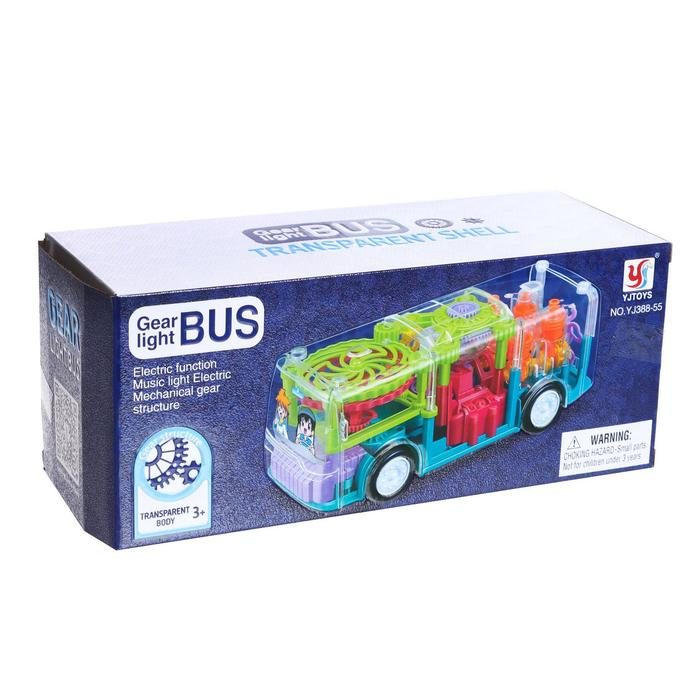 Автобус &laquo;Шестерёнки&raquo;, световые и звуковые эффекты, работает от батареек, МИКС