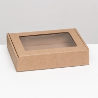 Коробка самосборная, бурая с окном, 21 х 15 х 5 см