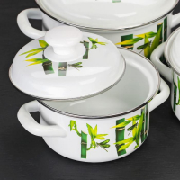 Набор эмалированных кастрюль &laquo;Бамбук&raquo;, 3 предмета: 1 л, 1,5 л, 2,3 л, индукция