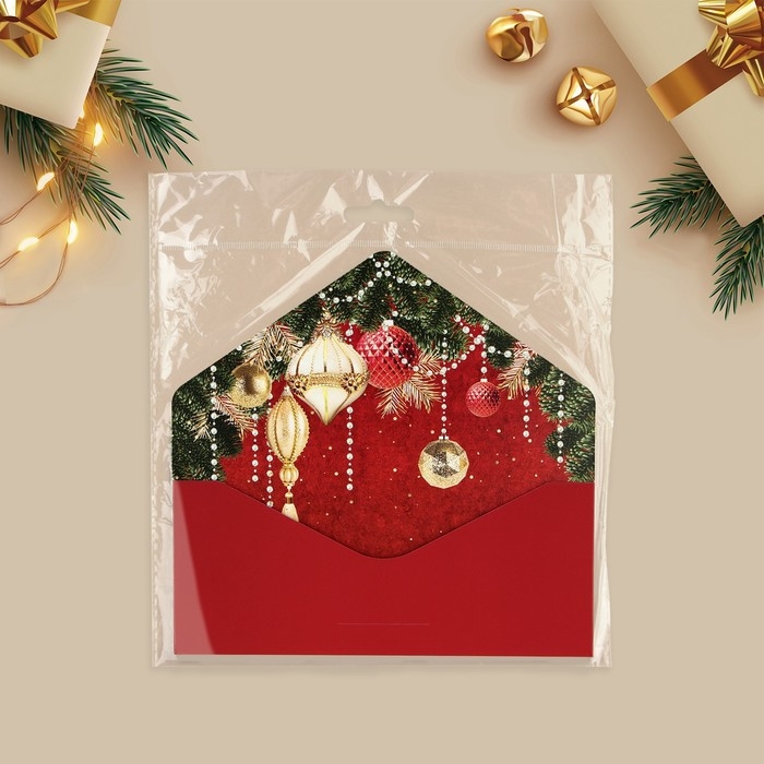Конверт для денег подарочный «Новогодний шик», ёлочные шары, софт тач, тиснение, 19 х 9.5 см, Новый год Конверт для денег подарочный «Новогодний шик», ёлочные шары, софт тач, тиснение, 19 х 9.5 см, Новый год