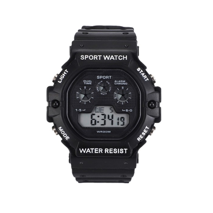 Часы наручные электронные, будильник, 3 АТМ, d-4.6 см, черные Часы наручные электронные, будильник, 3 АТМ, d-4.6 см, черные