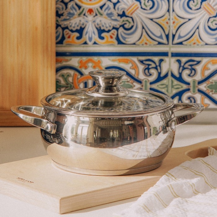 Кастрюля из нержавеющей стали SL Home &laquo;Олла&raquo;, 2 л,d=18 см, h=9 см,с крышкой, капсульное дно, индукция