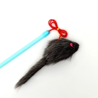 Дразнилка-удочка с серой мышью, палочка микс цветов