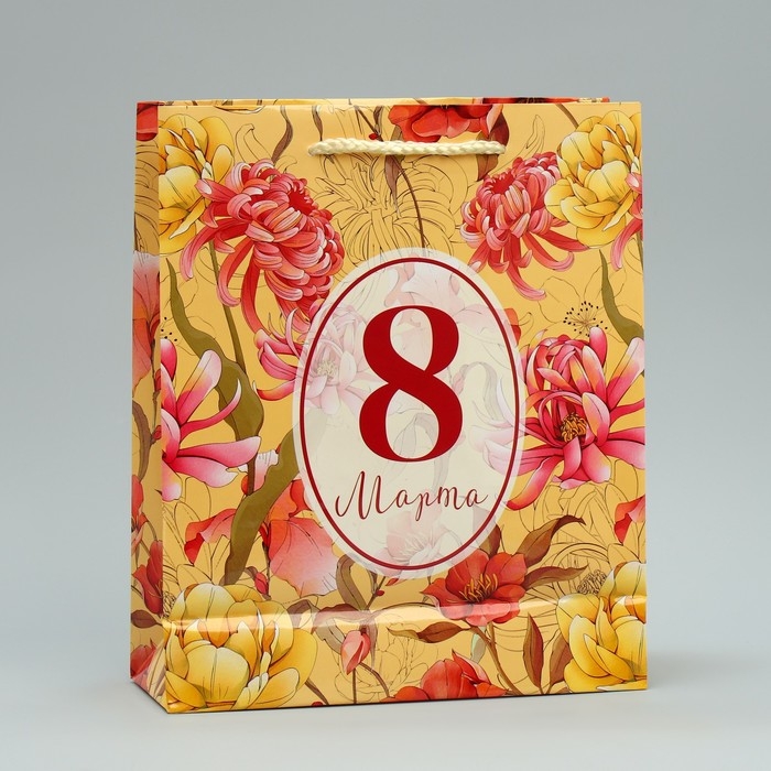 Пакет подарочный ламинированный, упаковка, &laquo;8 марта&raquo;, ML 21 х 25 х 8 см
