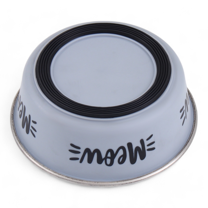 Миска с силиконовым основанием Миска с силиконовым основанием "Мяу", серая, 300 мл