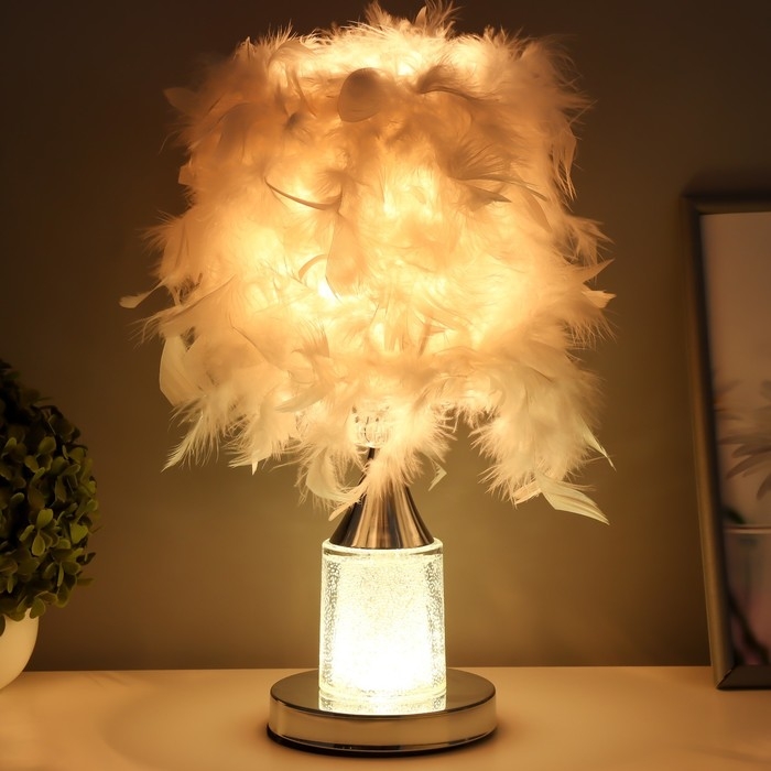 Настольная лампа с подсветкой "Гламур" E27 40Вт хром 26х26х37см RISALUX