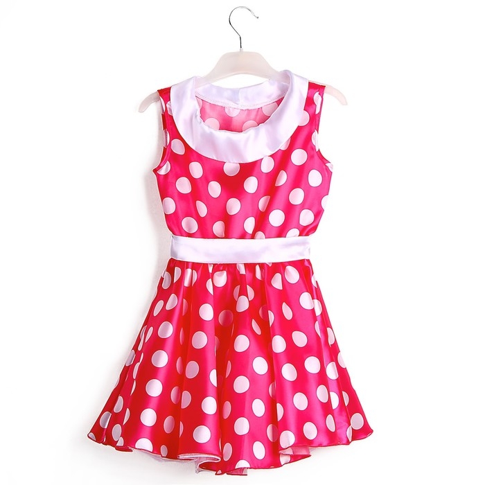 Карнавальный костюм &laquo;Стиляги 6&raquo;, платье фуксия в белый горох, повязка, р. 34, рост 134 см