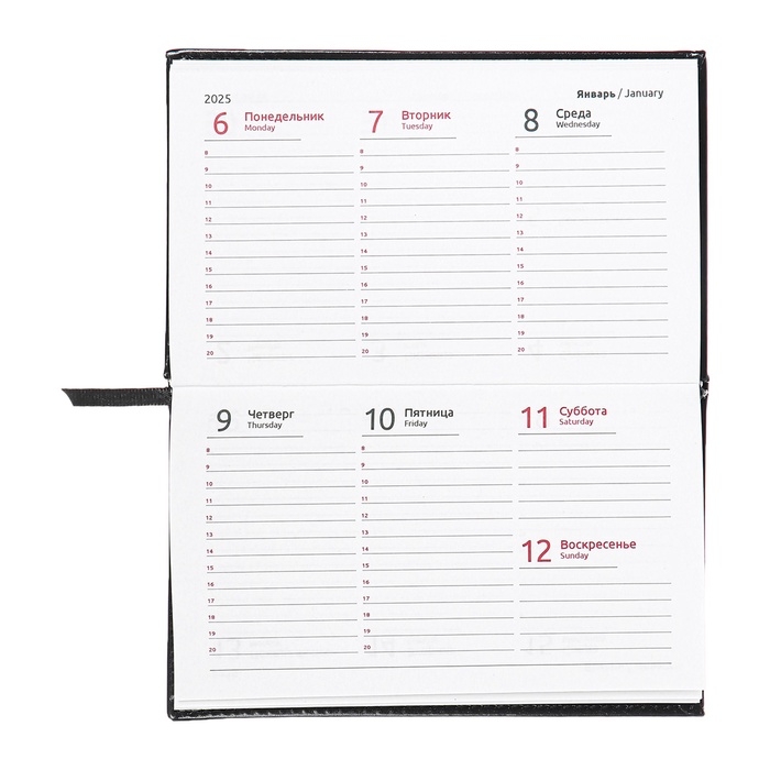 Планинг карманный датированный 2025, 155 х 95мм 64 листа, deVENTE.Matrix, твердая обложка кожзам с поролоном, тиснение, блок 70, черный