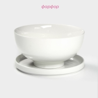 Набор фарфоровой посуды для рамена Доляна, 8 предметов: миска 1,6 л, тарелка 20&times;2,2 см, 2 ложки, 2 пары палочек, цвет белый