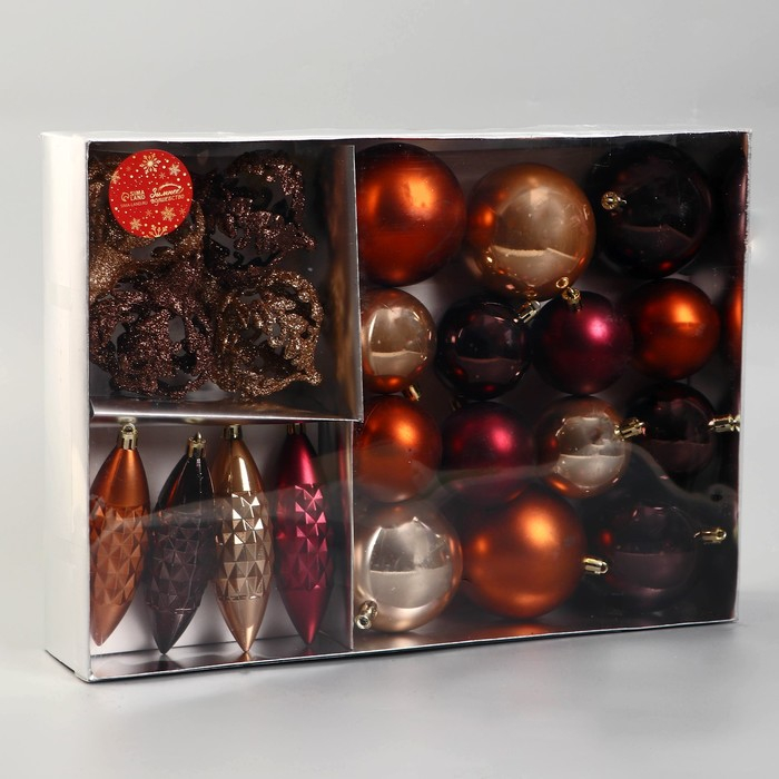 Набор украшений пластик 22 шт Набор украшений пластик 22 шт "Андромеда" (4 сосульки, 18 шаров) кофейный микс