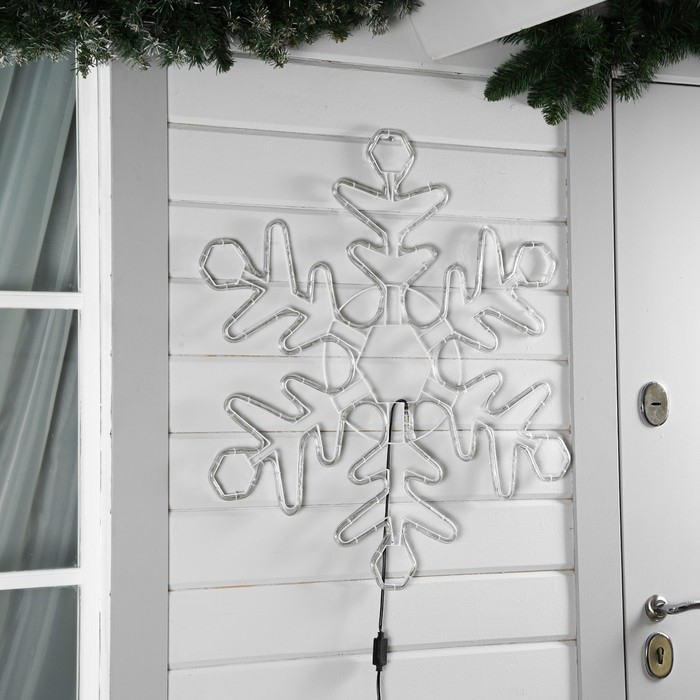 Светодиодная фигура &laquo;Снежинка&raquo;, 80 см, дюралайт, 192 LED, 220 В, мерцание, свечение синий/белый