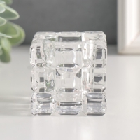Подсвечник стекло на 1 свечу "Квадрат. Сруб" прозрачный d=3,5 см 5х5х5 см Подсвечник стекло на 1 свечу "Квадрат. Сруб" прозрачный d=3,5 см 5х5х5 см