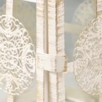 Подсвечник металл, стекло "Фонарь - круглый цветок" белый с патиной 12,5х12,5х30см