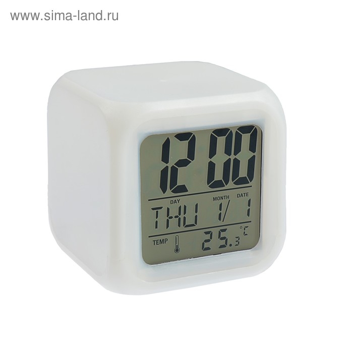 Часы - будильник Luazon LB-03, дата, температура, белый Часы - будильник Luazon LB-03, дата, температура, белый
