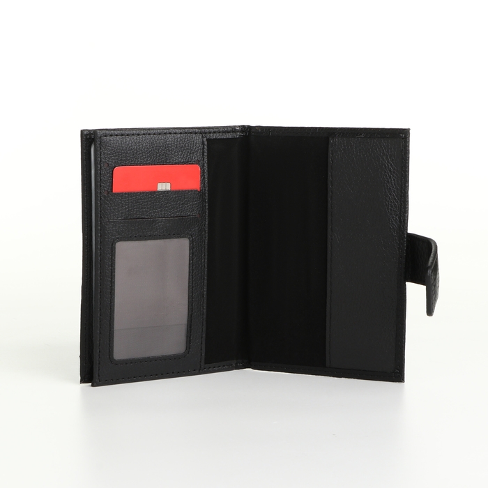 Обложка 2 в 1, для автодокументов и паспорта на магните, цвет чёрный Обложка 2 в 1, для автодокументов и паспорта на магните, цвет чёрный