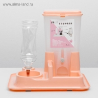 Комплекс: контейнер для корма 38х22х34 см (1,5 кг), съемная миска и поилка, персиковый