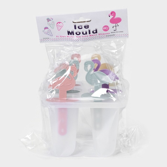 Форма для мороженого «Фламинго», 12,5×11,5×14,5 см, 6 ячеек, цвет прозрачный Форма для мороженого «Фламинго», 12,5×11,5×14,5 см, 6 ячеек, цвет прозрачный