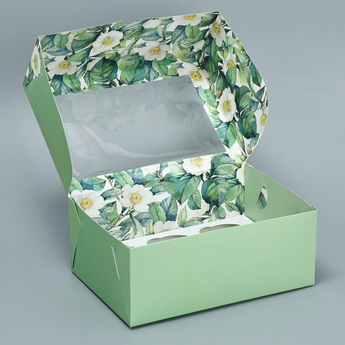 Коробка для капкейков, кондитерская упаковка двухсторонняя, 6 ячеек &laquo;Счастливых моментов&raquo;, 25 х 17 х 10 см